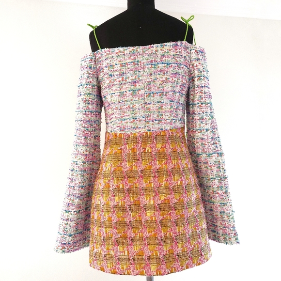 Kim Shui Twee Metallic Patchwork Tweed Mini Dress - Picture 8 of 10